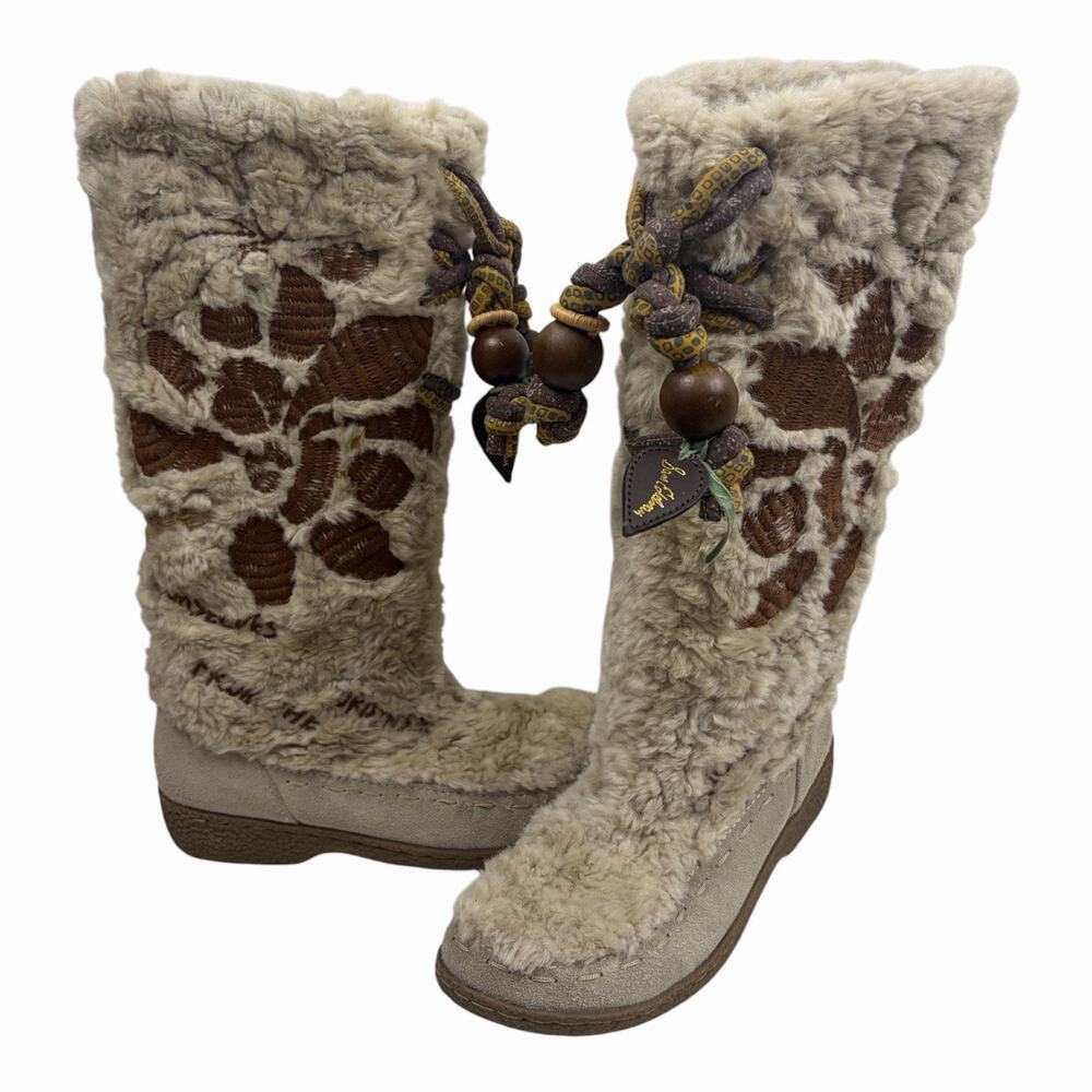 Sam Edelman Shearling Faux Fur Floral Embroidered Winter Boots Women’s 7 Boho